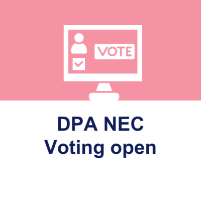 online voting screen reads DPA NEC voting open
